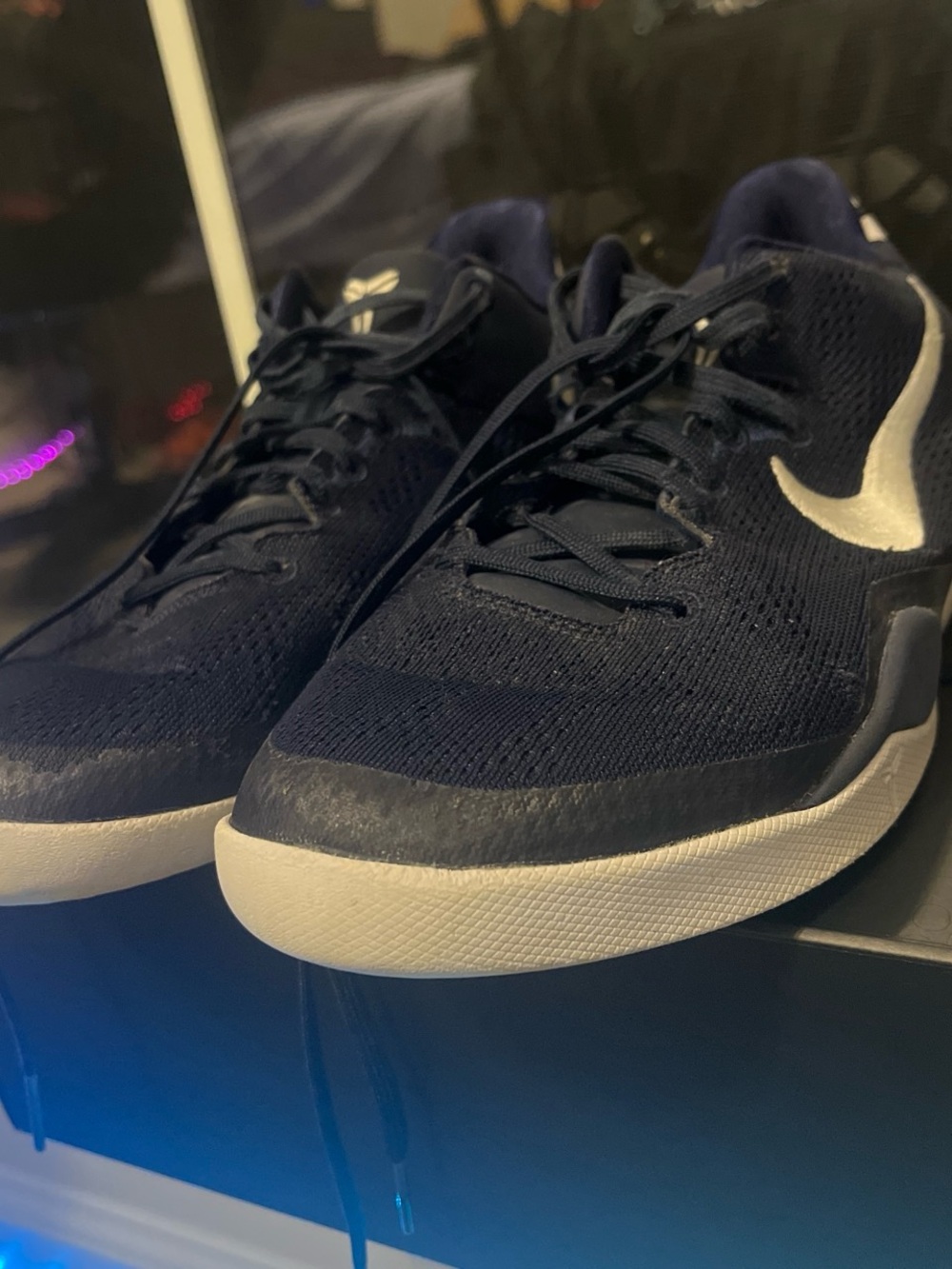 Nike Men’s Dark Blue Mesh Sneakers with White Swoosh